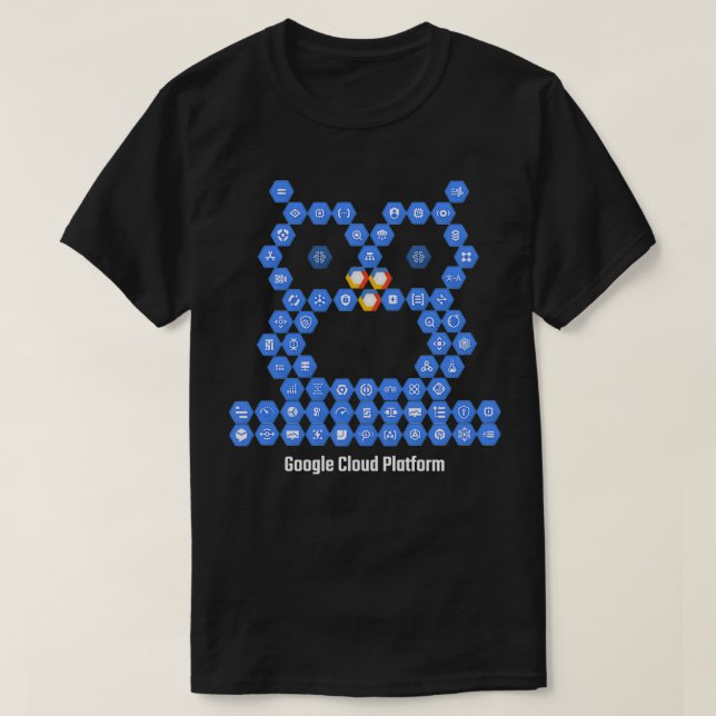 Google Cloud Platform Elements Owl On Black T-Shirt (Design Front)