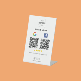 Google Facebook Review QR Code Pedestal Sign