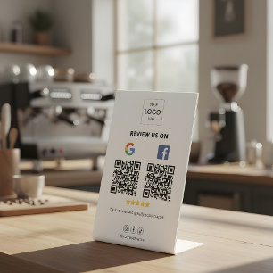 Google Facebook Review QR Code Pedestal Sign