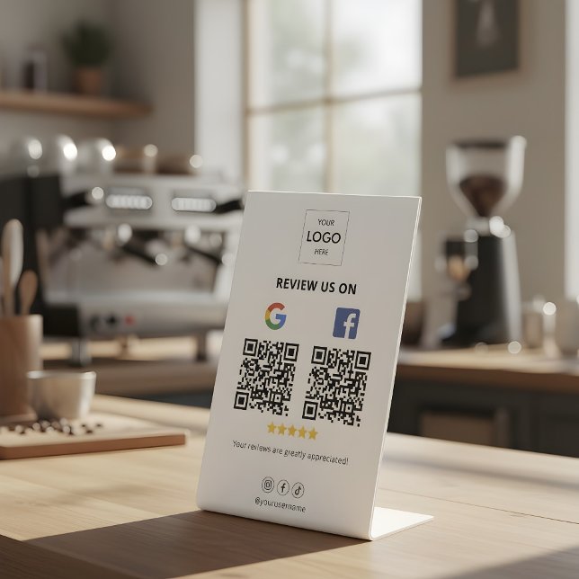 Google Facebook Review QR Code Pedestal Sign (Creator Uploaded)