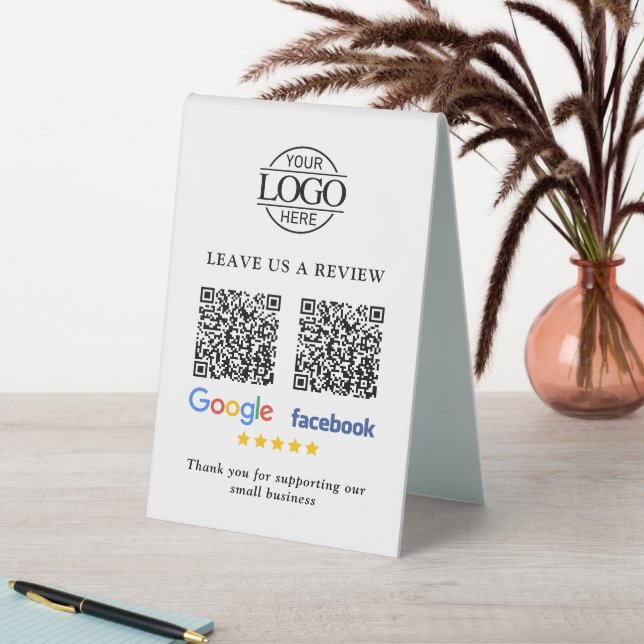 Google & Facebook Reviews QR Code Business Sign (In SItu (Table))
