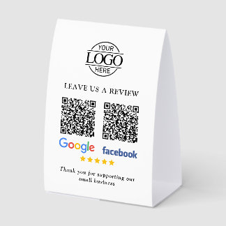 Google & Facebook Reviews QR Code Tabletop Sign