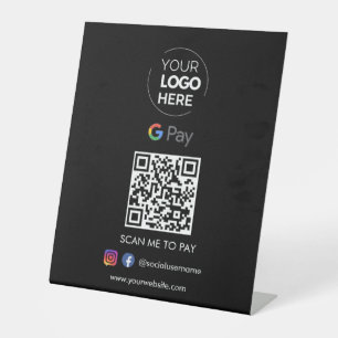 Google Pay QR Code Payment   Scan to Pay Black Pedestal Sign