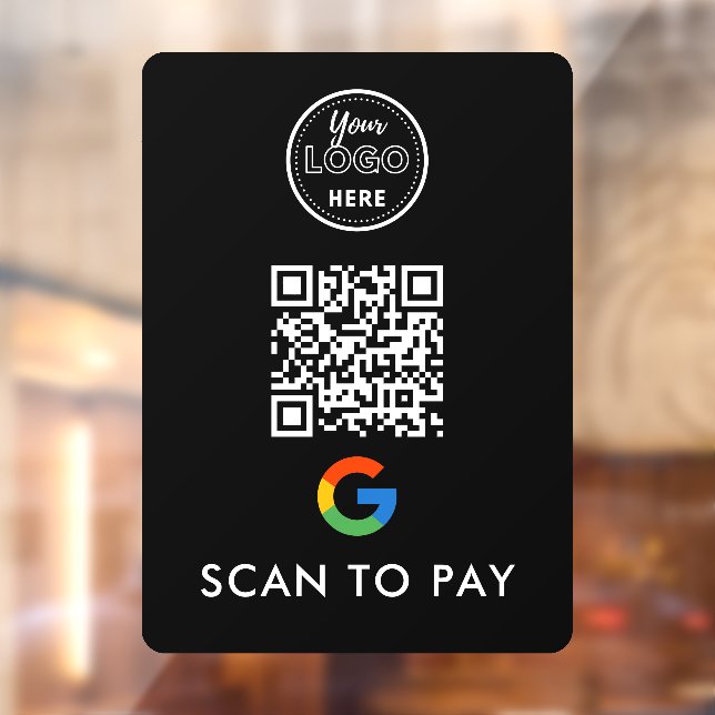 Google Pay QR Code Scan to Pay Modern Logo Black Window Cling (Sheet 2)