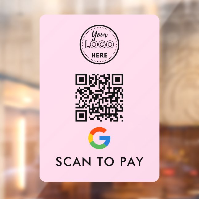 Google Pay QR Code Scan to Pay Modern Logo Pink Window Cling (Sheet 2)