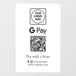 Google Pay QR   Contactless Business Payment  Window Cling