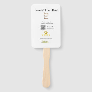 Google rate us review order purchase business QR Hand Fan