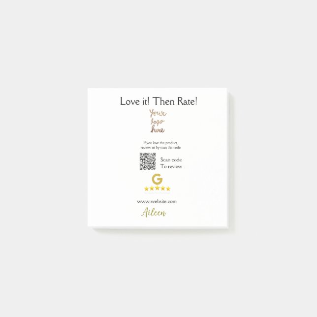 Google rate us review order purchase business QR Post-it Notes (Front)