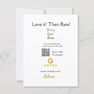 Google rate us review order purchase business QR Postcard