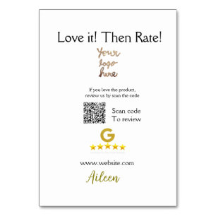 Google rate us review order purchase business QR Table Number