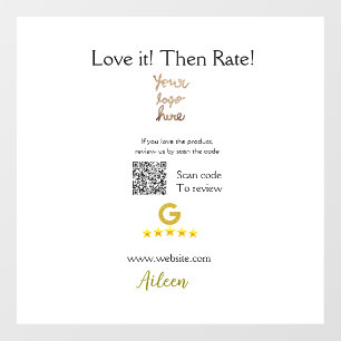 Google rate us review order purchase business QR Window Cling