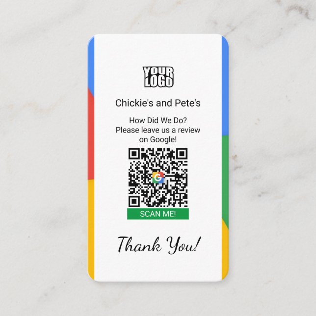 Google Review Business Card For Small Businesses (Front)