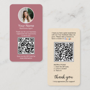 Google Review Business Card with Photo and QR Code