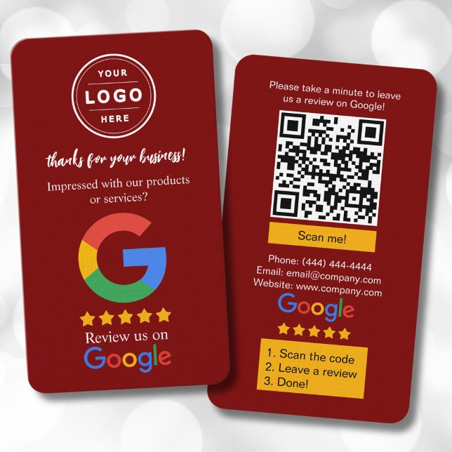 Google Review Business Cards with Logo and QR Code (Google review business cards)