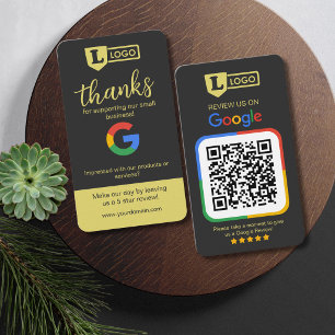 Google Review Business Cards with QR Code Charcoal