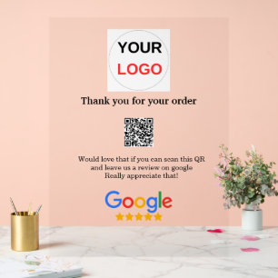 Google review business logo Scan QR review Acrylic Sign