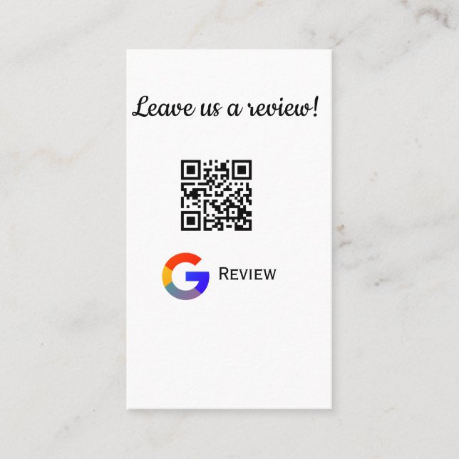 Google review business logo Scan QR review Business Card (Front)