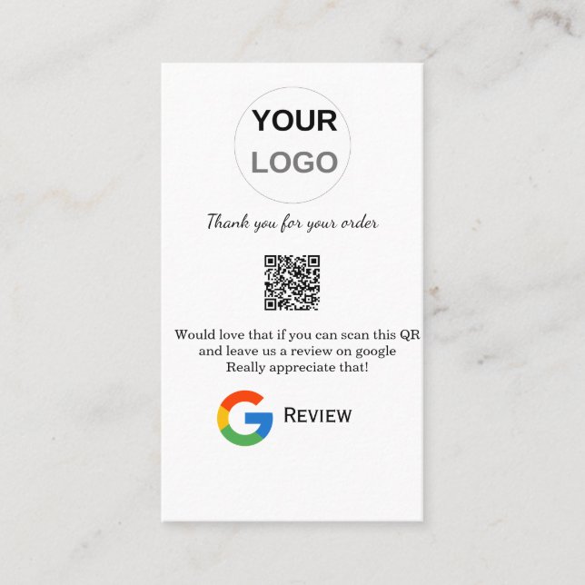 Google review business logo Scan QR review Card (Front)