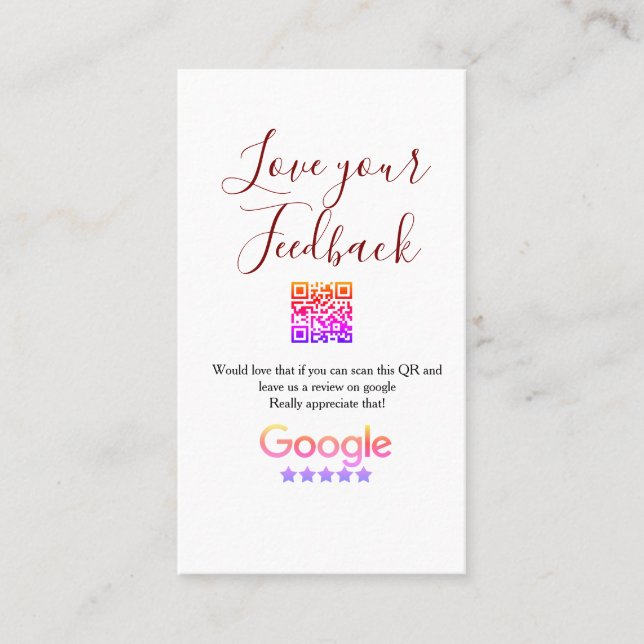 Google review business logo Scan QR review Card (Front)