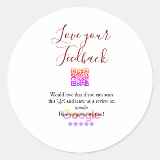 Google review business logo Scan QR review Classic Round Sticker