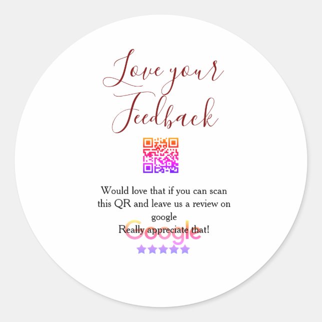 Google review business logo Scan QR review Classic Round Sticker (Front)