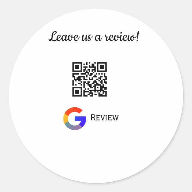 Google review business logo Scan QR review Classic Round Sticker (Front)