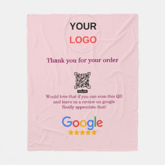 Google review business logo Scan QR review Fleece Blanket