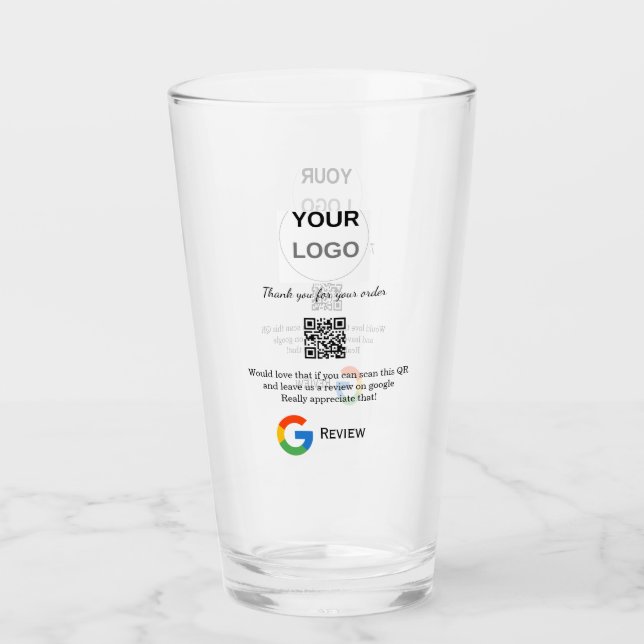Google review business logo Scan QR review Glass (Front)