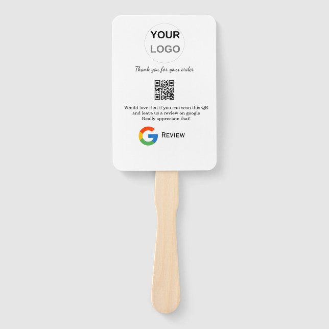 Google review business logo Scan QR review Hand Fan (Front)