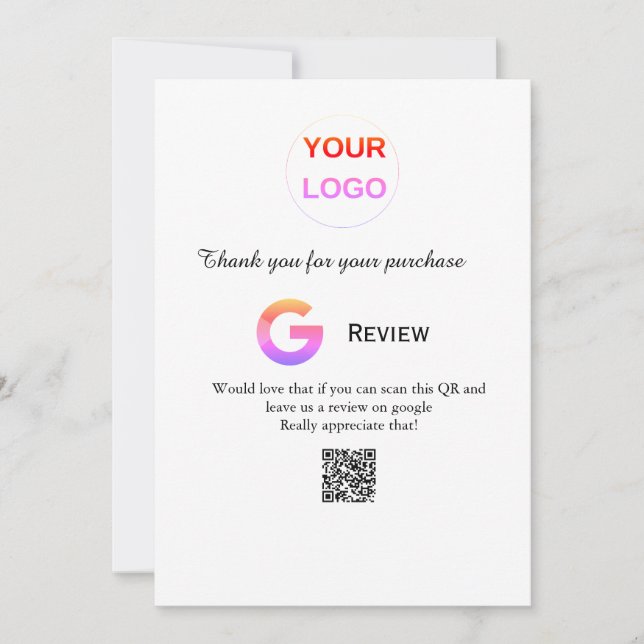 Google review business logo Scan QR review Invitation (Front)