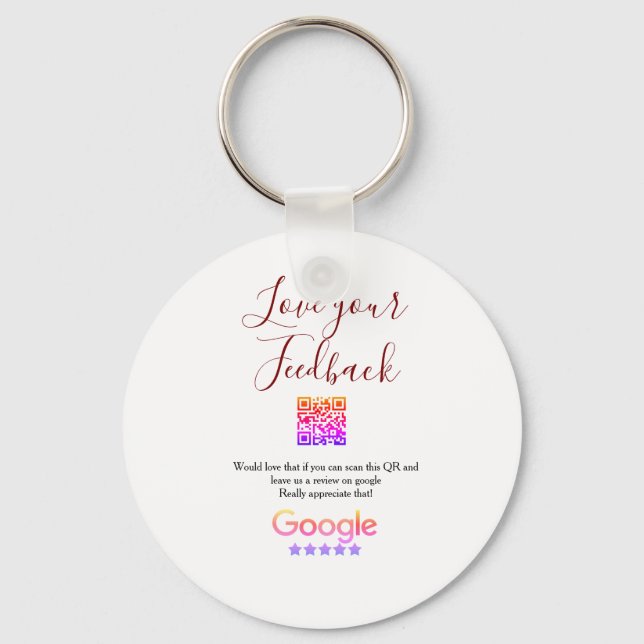 Google review business logo Scan QR review Key Ring (Front)