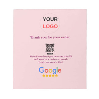 Google review business logo Scan QR review Notepad