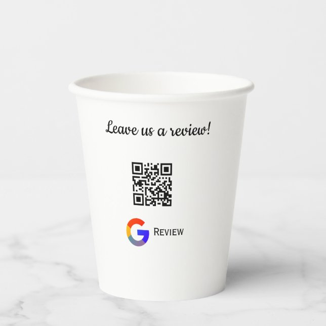 Google review business logo Scan QR review Paper Cups (Front)