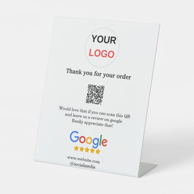 Google review business logo Scan QR review Pedestal Sign (Front)