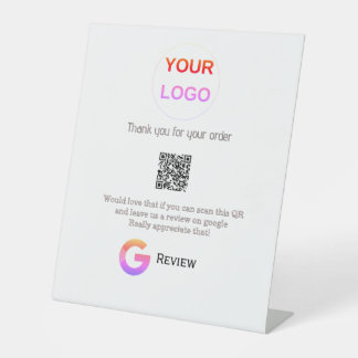 Google review business logo Scan QR review Pedestal Sign
