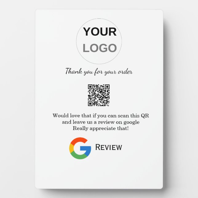 Google review business logo Scan QR review Plaque (Front)