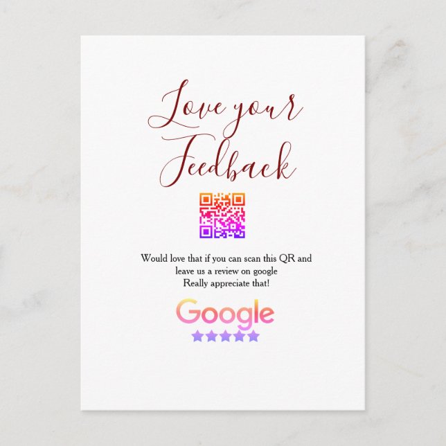 Google review business logo Scan QR review Postcard (Front)