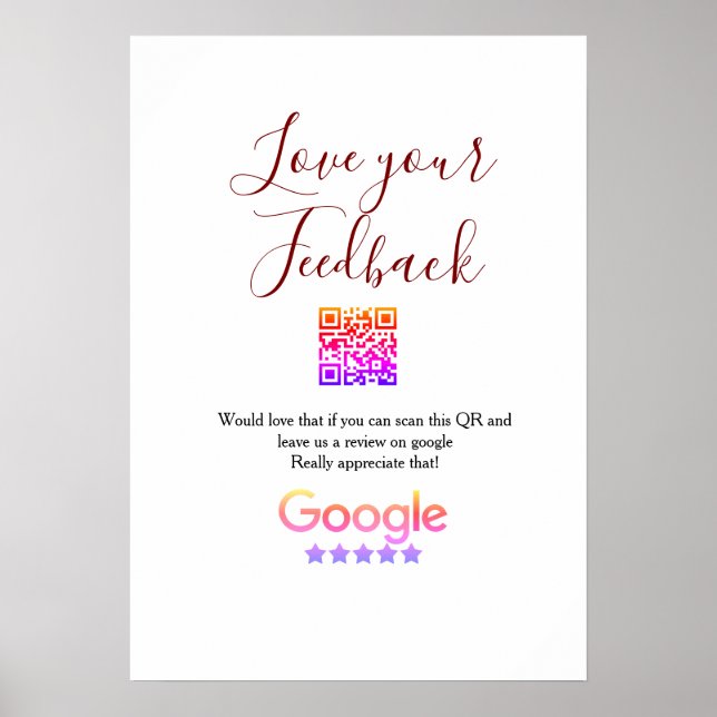 Google review business logo Scan QR review Poster (Front)