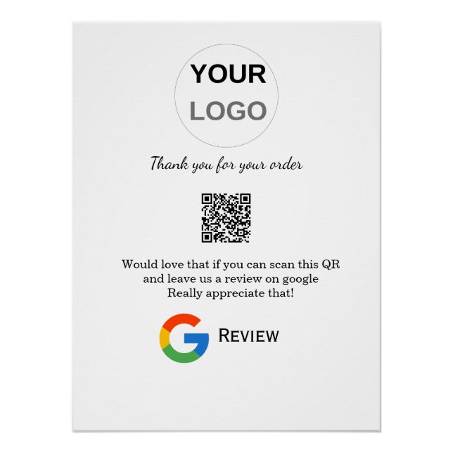 Google review business logo Scan QR review Poster (Front)