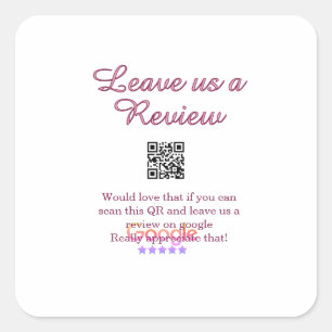 Google review business logo Scan QR review Square Sticker