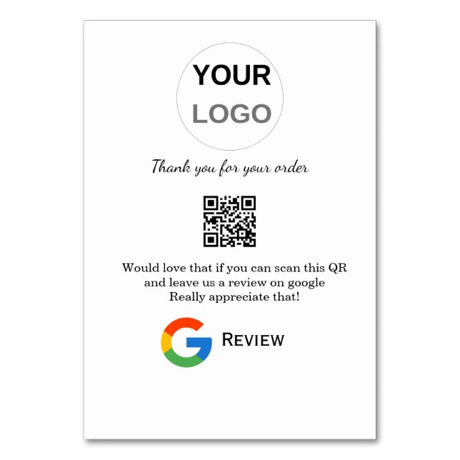 Google review business logo Scan QR review Table Number (Front)