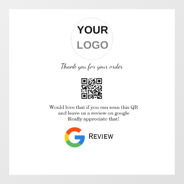 Google review business logo Scan QR review Window Cling (Sheet)