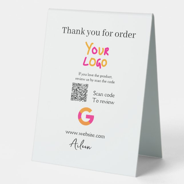 Google review business logo website scan QR code (Front)