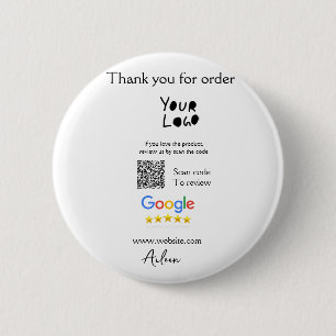 Google review business logo website scan QR code 6 Cm Round Badge
