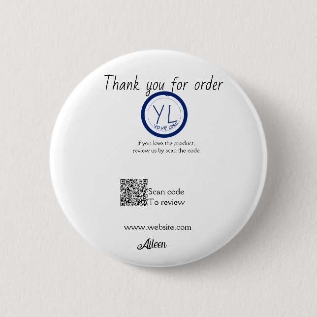 Google review business logo website scan QR code 6 Cm Round Badge (Front)