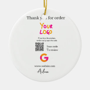 Google review business logo website scan QR code Ceramic Tree Decoration
