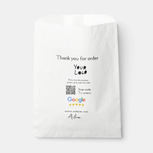 Google review business logo website scan QR code Favour Bags