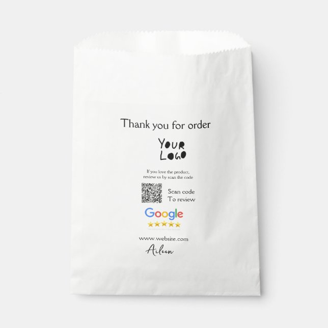 Google review business logo website scan QR code Favour Bags (Front)