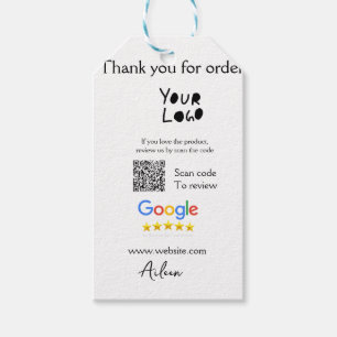 Google review business logo website scan QR code Gift Tags