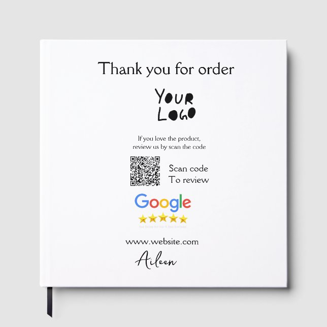Google review business logo website scan QR code Guest Book (Front)